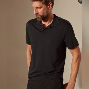 James Perse Luxe Lotus Jersey Polo in Black